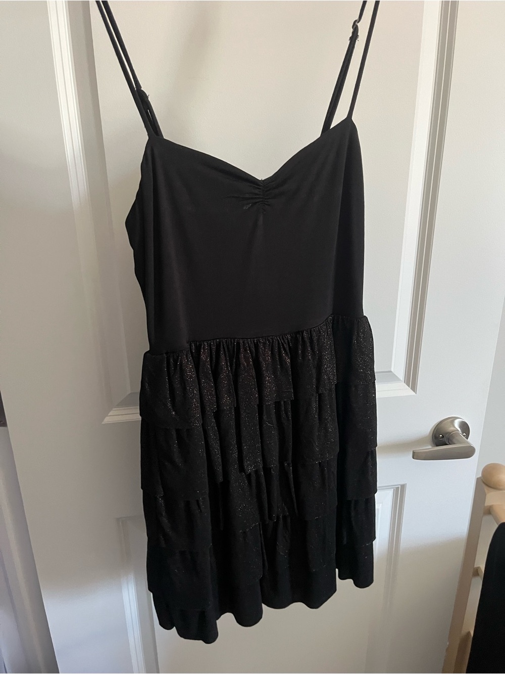 Forever 21 Black Tiered Spaghetti Strap Mini Dress